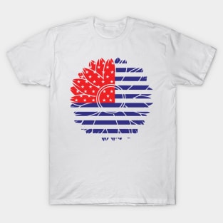 4th Of July Sunflower America USA T-Shirt